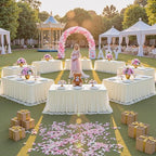 Ivory Tulle Tablecloth for 8 FT Rectangle Tables 6-Pack, Ideal for Weddings - Image 5