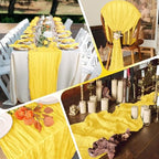 28 Pack Lemon Yellow Cheesecloth Table Runner 17x108 Inch Semi Sheer Boho Gauze Cheese Cloth Fabric Table Runners, for Wedding Party Baby Shower Birthday Home Decor Garden Farmhouse - Image 5