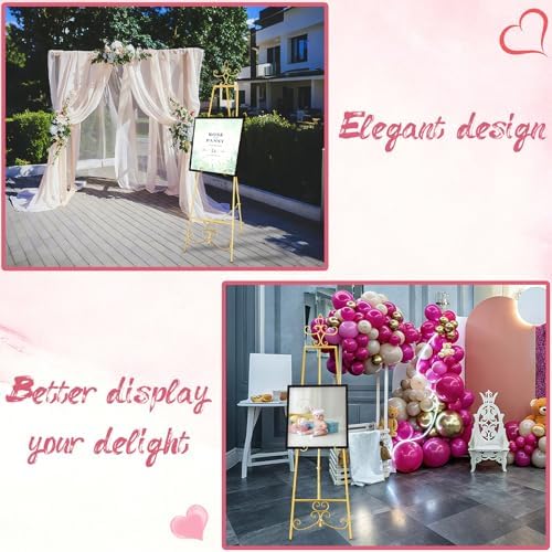57'' Gold Easel Stand for Sign, Heavy Duty Metal Display Stand with Adjustable Chain, Vintage Decor Art Easel for Display, Picture Frame Stands for Wedding Welcome Sign Posters Painting - Image 7