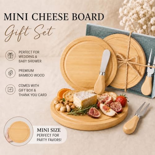 Maxcheck 36 Sets Baby Shower Cheese Board for Guests Bamboo Knife Fork - Image 3