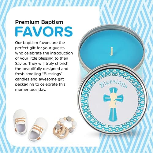Premium Baptism Favors for Boys| Unique Christening Favors with Soy Wax Candle | First Communion Favors | Christian Party Favors Gift Set for Guests | 6-Pack Blessings Candle Set - Image 2