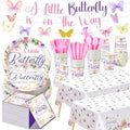 405 Pcs Butterfly Party Decorations Purple Plates Cups Napkins by Yiyiring
