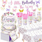 405 Pcs Butterfly Party Decorations Purple Plates Cups Napkins by Yiyiring