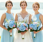 Auihiay 64pcs Blue Hydrangea Artificial Flowers, Artificial Hydrangea Flowers with Stems, Faux Hydrangea Flowers for Wedding Centerpieces, Baby Shower, Birthday Party Decoration - Image 5