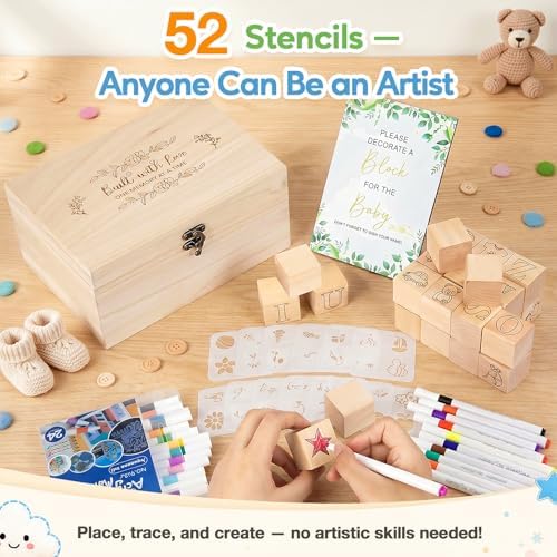 Rofio Baby Shower Blocks Set, Wooden Decorating Game Kit - Image 5