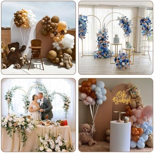 7.2FT, 6FT Wedding Arch Stand and Matching Brown Spandex Fitted Arch Backdrop Cover Set, Round Top Chiara Backdrop Stands and Covers for Birthday Party Baby Shower Banquet Arch Decor (Brown) - Image 7