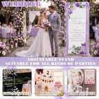 Floral Wedding Welcome Sign Stand with Satin Ribbon(Purple) - Image 6