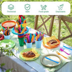 Kochorie 300 Pieces Rainbow Plastic Silverware Disposable Colorful Utensils - Image 5