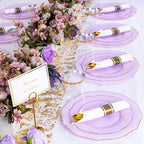 Liacere 350PCS Purple Plastic Plates - Disposable Lavender Plates 50guest Plastic Dinnerware include 100Light purple Plates,50Pack Pre Rolled Napkins Silverware 50Cups for Wedding & Party - Image 2