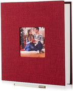 HoneyTolly Large Photo Album Self Adhesive, DIY Scrapbook Album for 3x5 4x6 8x10 Pictures, 60 Pages Linen Cover Memory Book, Ideal Gift for Family Wedding Baby Christmas Anniversary(Red) by HoneyTolly