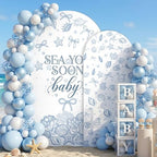 Serencatcher 7.2ft 6ft Seashell Sea You Soon Baby Arch Backdrop Covers 2pcs - Image 2
