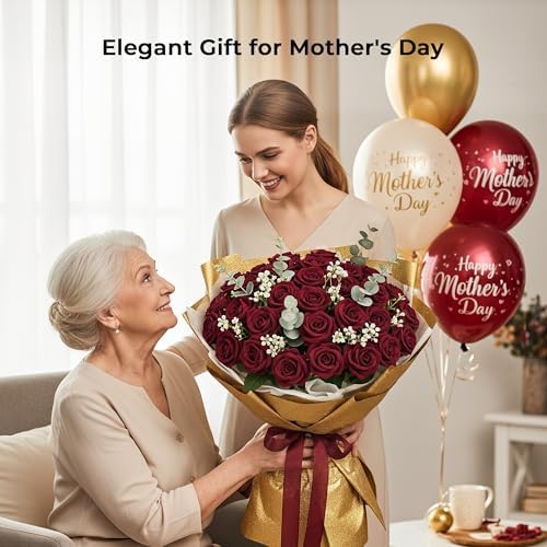 Auihiay 60PCS Burgundy Artificial Roses Bulk, Velvet Silk Fake Roses - Image 2