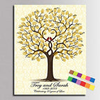 Personalized Wedding Guest Book Tree with Heart Fingerprints Signature Guestbook with Ink Pads DIY Canvas Sign-in Attendance for Wedding Anniversary -60x80cm by Unknown