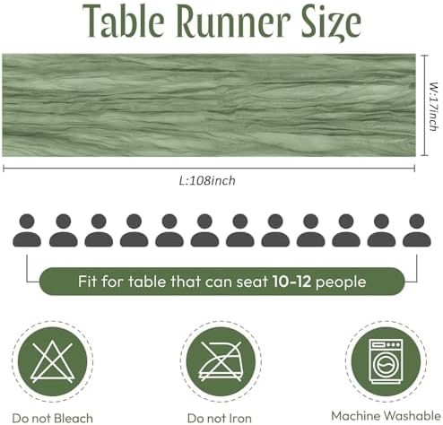 25 Pack Sage Green Cheesecloth Table Runner 17 x 108 Inch Gauze Table Runner Fabric Semi Sheer Cheese Cloth Table Runner Bulk for Rustic Romantic Wedding Baby Shower Table Decoration - Image 2