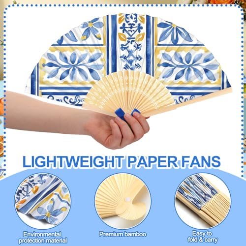 Roowest 36 Pcs Amalfi Coast Lemon Folding Hand Fans Bulk, Party Decorations - Image 2