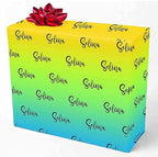 MyPupSocks Custom Text Wrapping Paper Gradient Yellow & Green Name, Personalized Name Gift Wrap Paper Funny Wrapping Paper Roll 58x23 for Boys Girls Kids Birthday Christmas Winter Holiday 3 Rolls by MyPupSocks