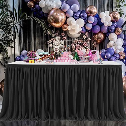 Ruffle Table Skirt for Teacher Desk Classroom Wedding Birthday, Black,12ft - Image 5