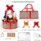 6 Set Bamboo Baskets for Gifts Empty, Foldable Woven Gift Basket Empty - Image 2