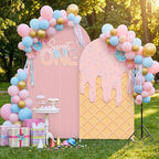 Mindsoft 2 Set Sweet One Arch Backdrop Cover 7.2ft 6.6ft Pink Arched - Image 6