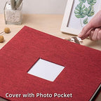 HoneyTolly Large Photo Album Self Adhesive, DIY Scrapbook Album for 600 Photos, 13"x12.6" 120 Pages Linen Cover Memory Book(Red) - Image 6