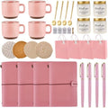 Baby Shower Prizes for Game Winners Baby Shower Games Prizes Ceramic Mugs with Metal Spoons Woven Coasters Notebooks Scented Candles Gift Bags Wedding Bridal Shower Favors for Guests (4, Pink) by WishFond
