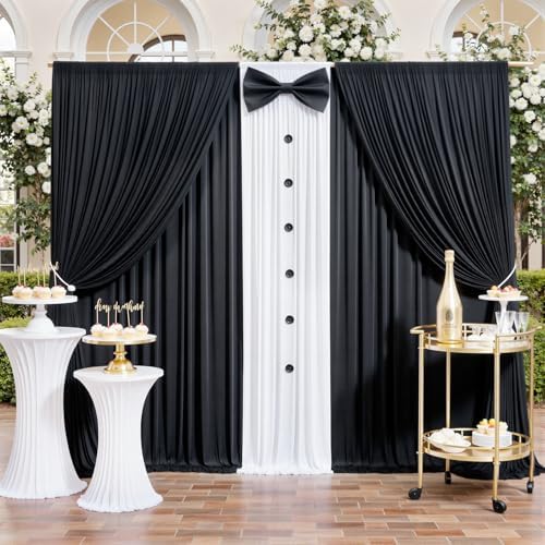 gogoparti 30x12ft Black Backdrop Curtain for Wedding Parties, 6 Panels (5x12 ft Each) Wrinkle-Free Dackdrop Curtains, Silky Draping Fabric for Birthday Party, Baby Shower, Photo Background - Image 2
