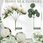 12 Bundles White Artificial Peonies Silk Flowers Bulk - Image 3