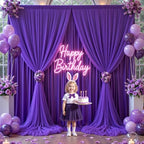 Purple Tulle Backdrop Curtain for Parties Wedding,20ft x 10ft Wrinkle Free Curtain Backdrop,2 Layer Drapes for Backdrop,Polyester Back Drop for Bridal Shower Birthday Baby Shower Photography - Image 5