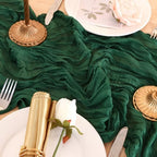 12 Pack Emerald Green Cheesecloth Table Runner 120 Inch Boho Wedding Decor - Image 7