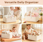 Large Woven Basket for Gifts Empty, Storage Basket 15" x 11" x 6.5" with Glitter Tulle, Ribbon and Card Paper, One-Handle Design, DIY Time for Holiday Gifts, Baby & Pet Toys, Graduation - White - Image 5