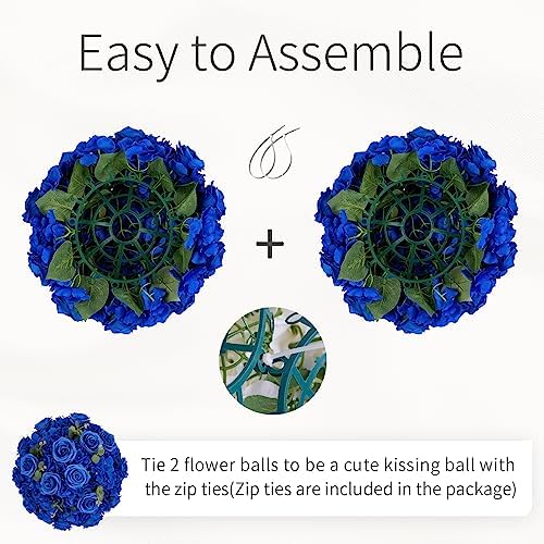 Royal Blue Flowers Balls Centerpieces: 15.7in Diam, Set of 2 - Image 6