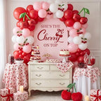Hunnmingre Pink Cherry on Top Backdrop Arch Cover 6.6 ft Cherry Decoration - Image 2