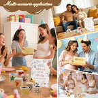 77 PCS Shower Games Sign Kit, 1 Wooden Game Sign, 52 Blank Wooden Blocks for DIY Drawing, 24 Markers, Shower Game for Gender Reveal Activity, Shower Ideas Decorations - Image 5
