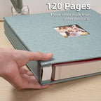 HoneyTolly Large Photo Album Self Adhesive, DIY Scrapbook Album for 600 Photos, 13"x12.6" 120 Pages Linen Cover Memory Book(Green) - Image 5