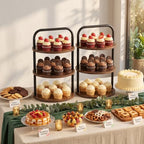 Wooden Cupcake Stand 2 Pack, Large Cupcake Tower Stand for 50 Cupcakes, 3 Tiered Wooden Serving Trays Stand, Soporte Para Cupcakes, Dessert Table Display - Image 5