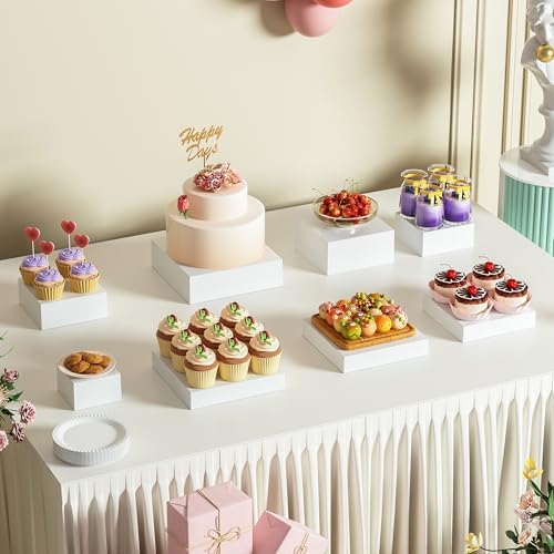 8 Pcs White Acrylic Boxes for Display as Buffet Risers and Stands, Food Risers for Party, Table, Stands, including 12", 11", 10.5", 9.5", 8.5", 7.5", 6.8", 5" (Extra Large, 8Pcs, White) - Image 4
