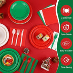 Kochorie 350 Pcs Christmas Plates and Napkins Set Disposable Party Supplies - Image 4