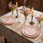 bUCLA 200PCS Pink Plastic Plates - Heavy Duty Pink Disposable with Gold Rim - Include 100 Each (10 inch Dinner & 7 inch Dessert) Plates, Ideal for Party & Wedding - Image 4