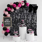 Black Sequin Backdrop Curtain 2 Panels 2ftx8ft Glitter Graduation Party Background for Class of 2026 Prom Birthday Photo Booth Decorations - Image 3