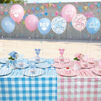 Tenshun 212Pcs Gingham Gender Reveal Party Supplies Set, Pink or Blue - Image 7