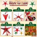 Hortsun 20 Set Paper Star Lanterns Lighted 3D,Red, Green, Gold, Silver - Image 3