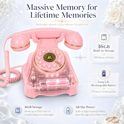 Audio Guest Book Wedding Phone and Audio Guest Book Sign (Pink) - Image 4