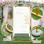 Meiqi Gold Adjustable Wedding Welcome Sign Stand with 4 Leather Hanging Straps, Ground Stakes & Weight Bag - Large Easel for Wedding Signs, Posters, Banners - Perfect for Outdoor Events, Baby Showers - Image 5