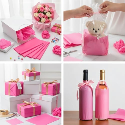 500 Sheets Hot Pink Tissue Paper 15 x 20 Inch for Breast Cancer Awareness - Image 2
