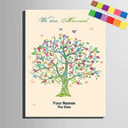 DIY Wedding Guest Book Alternative Personalized Fingerprint Wedding Tree Butterflies Guests Book with Inkpad Party Decorations-60x80cm by Unknown