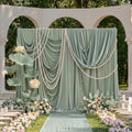 10ftx10ft Dusty Sage Backdrop Curtain for Wedding Parties, Wrinkle Free Silky Polyester 2 Panels 5x10ft Draping Fabric Photo Back Drop Cloth Drapery for Birthday Photography Background Photoshoot by High-ImpactVisuals