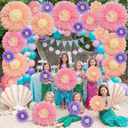 ForraFun 36 Pcs Pastel Giant Paper Flowers Decoration for Wall Sizes 10" to 24'' Tissue Paper Pom Poms in 5 Flower Wall Backdrop Decor for Birthday Bachelorette Wedding Baby Shower Bridal Shower Party - Image 3