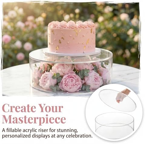 Jucoan Set of 2 Clear Acrylic Fillable Cake Stand, Cake Tier Display Stand Cupcake Stand, 12 Inch & 8 Inch Round Cylinder Display Riser for Wedding Birthday Baby Shower Party Centerpieces - Image 5