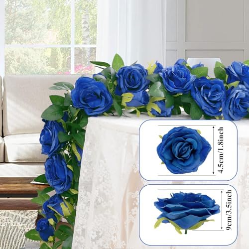 U'Artlines 5 Pack Artificial Royal Blue Rose Garlands Flower Vines 32.5 ft - Image 6