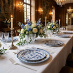 LIYH 60Pcs Blue White Floral Plastic Plates Dinnerware Set for Wedding - Image 5